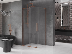 Cabină de duș glisantă Mexen Velar L 90 x 80 cm, transparent, aur roz - 871-090-080-03-60