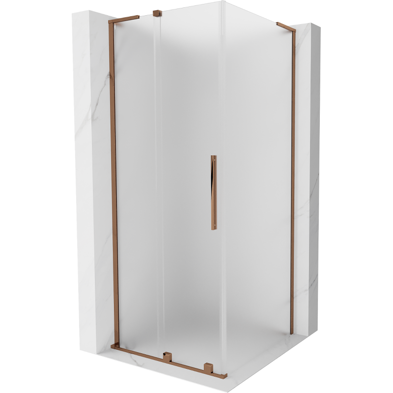 Mexen Velar L cabină de duș glisantă 90 x 90 cm, înghețată, aur roz - 871-090-090-33-60
