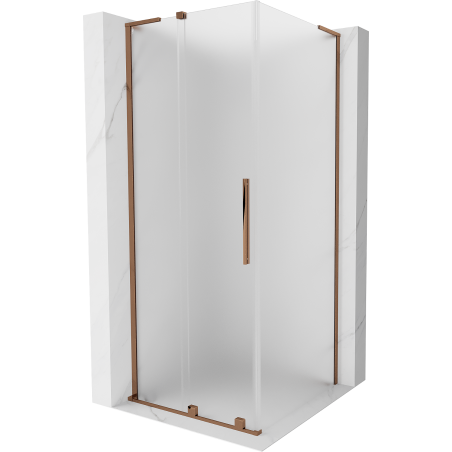 Mexen Velar L cabină de duș glisantă 90 x 90 cm, înghețată, aur roz - 871-090-090-33-60