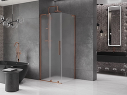 Mexen Velar L cabină de duș glisantă 90 x 90 cm, înghețată, aur roz - 871-090-090-33-60