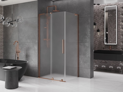 Cabină de duș glisantă Mexen Velar L 90 x 100 cm, înghețată, aur roz - 871-090-100-33-60