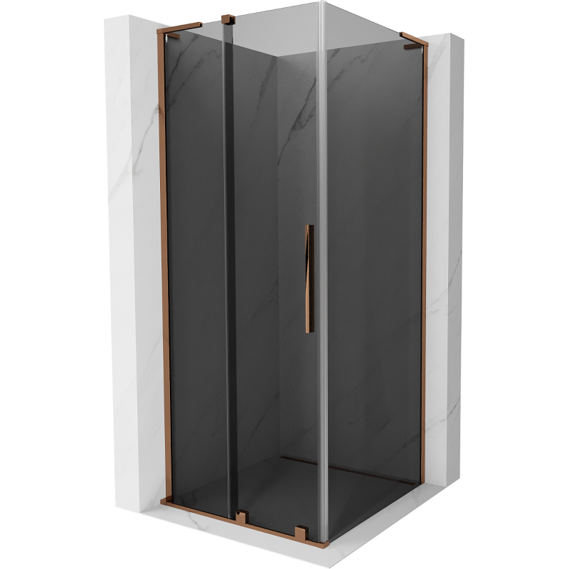 Cabină de duș culisantă Mexen Velar L 90 x 90 cm, grafit, aur roz - 871-090-090-43-60