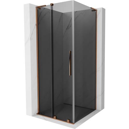 Cabină de duș culisantă Mexen Velar L 90 x 90 cm, grafit, aur roz - 871-090-090-43-60