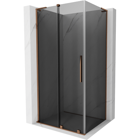 Cabină de duș glisantă Mexen Velar L 90 x 100 cm, grafit, aur roz - 871-090-100-43-60