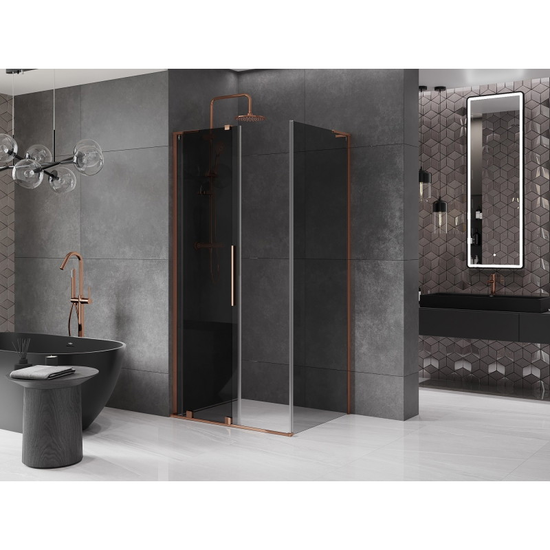 Mexen Velar L 110 x 85 cm-es tolóajtós zuhanykabin, grafit, rózsaarany - 871-110-085-43-60