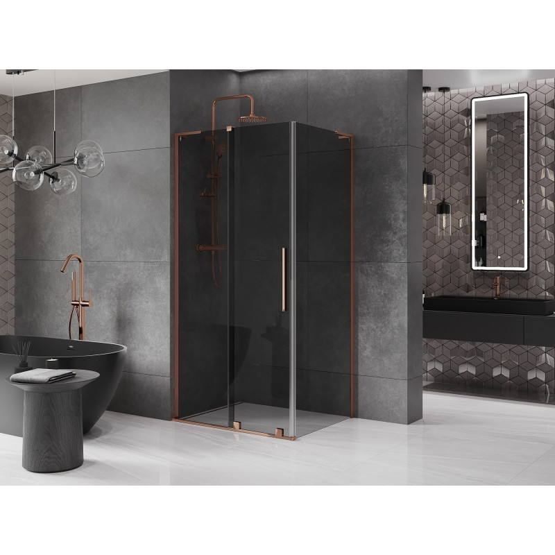 Mexen Velar L 110 x 85 cm-es tolóajtós zuhanykabin, grafit, rózsaarany - 871-110-085-43-60