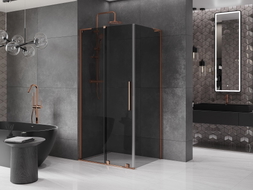 Mexen Velar L 110 x 85 cm-es tolóajtós zuhanykabin, grafit, rózsaarany - 871-110-085-43-60