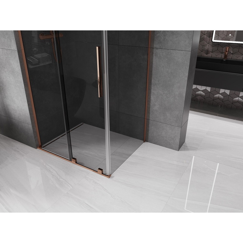 Mexen Velar L 110 x 85 cm-es tolóajtós zuhanykabin, grafit, rózsaarany - 871-110-085-43-60