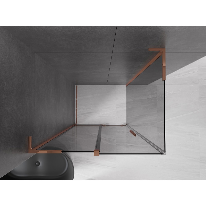 Mexen Velar L 110 x 85 cm-es tolóajtós zuhanykabin, grafit, rózsaarany - 871-110-085-43-60