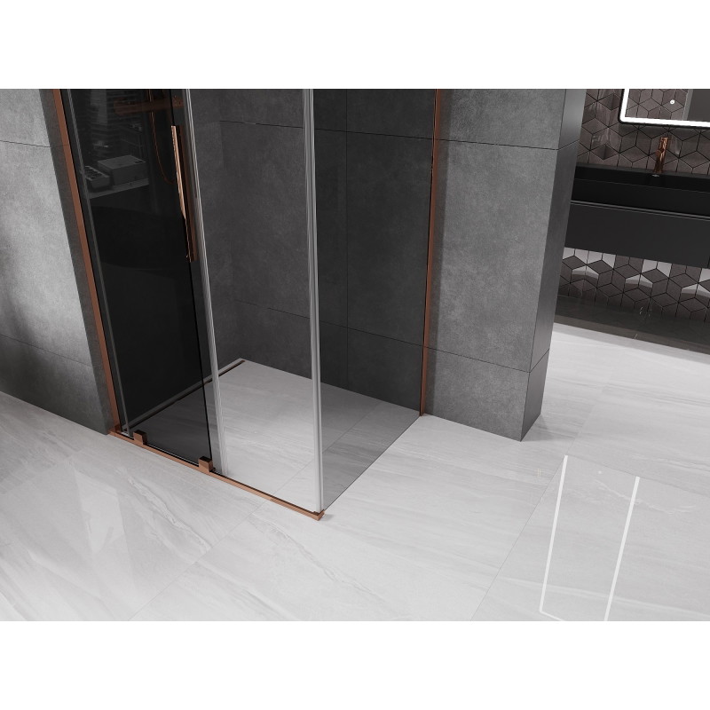 Mexen Velar L 110 x 85 cm-es tolóajtós zuhanykabin, grafit, rózsaarany - 871-110-085-43-60