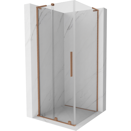 Cabină de duș glisantă Mexen Velar L 100 x 100 cm, transparent, cupru periat - 871-100-100-03-65