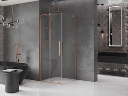 Cabină de duș glisantă Mexen Velar L 120 x 120 cm, transparent, cupru periat - 871-120-120-03-65