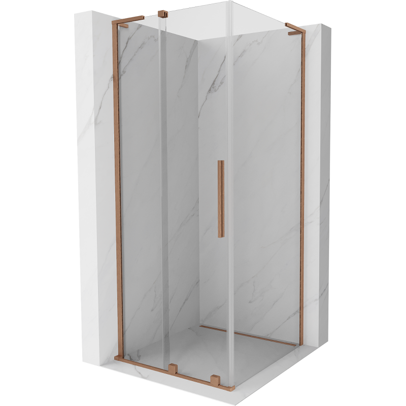 Cabină de duș glisantă Mexen Velar L 120 x 120 cm, transparent, cupru periat - 871-120-120-03-65