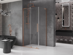 Mexen Velar L cabină de duș glisantă 90 x 75 cm, transparent, cupru periat - 871-090-075-03-65
