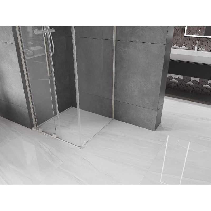 Mexen Velar L tolóajtós zuhanykabin 120 x 120 cm, átlátszó, ecsetelt nikkel - 871-120-120-03-97