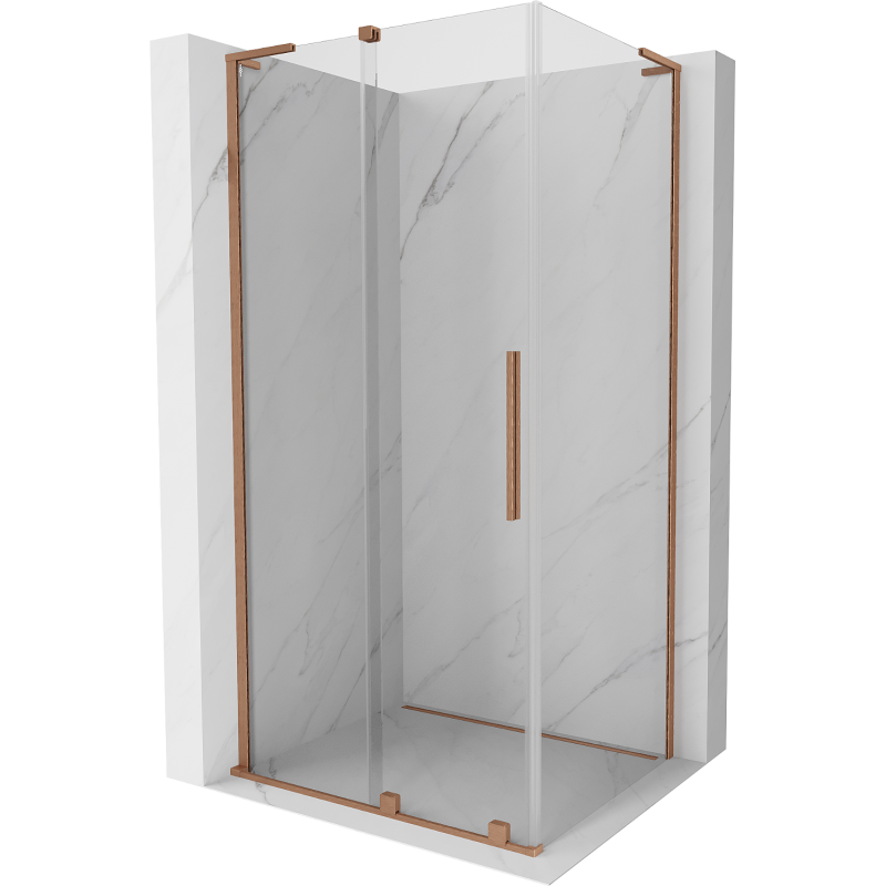 Cabină de duș glisantă Mexen Velar L 120 x 80 cm, transparentă, cupru periat - 871-120-080-03-65