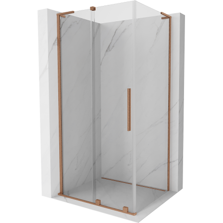 Cabină de duș glisantă Mexen Velar L 120 x 80 cm, transparentă, cupru periat - 871-120-080-03-65