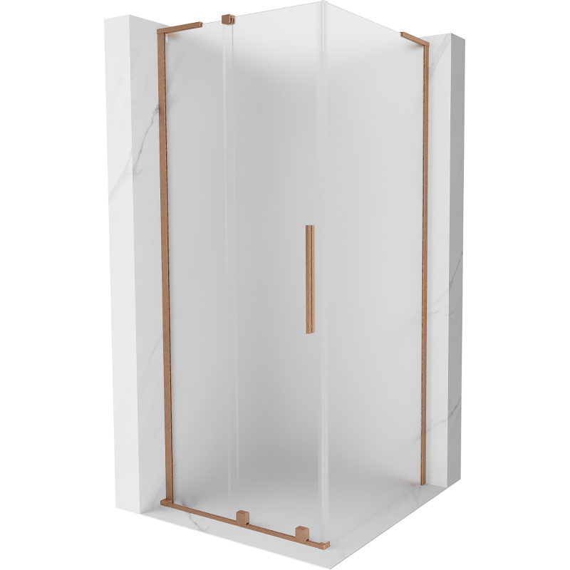 Cabină de duș glisantă Mexen Velar L 90 x 90 cm, geam sablat, cupru periat - 871-090-090-33-65