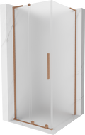 Mexen Velar L tolóajtós zuhanykabin 100 x 100 cm, fagyott, kefélt réz - 871-100-100-33-65