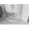 Cabină de duș semirotundă Mexen Rio 90 x 90 cm, dungi albe, crom + cadă Flat, alb - 863-090-090-01-20-4110