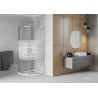 Mexen Rio cabina prysznicowa semi-circulară 90 x 90 cm, benzi, crom + bazin Flat, alb - 863-090-090-01-20-4110