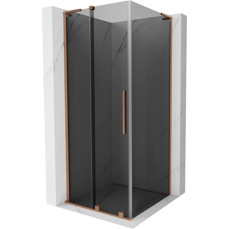 Mexen Velar L cabină de duș glisantă 90 x 90 cm, grafit, cupru periat - 871-090-090-43-65