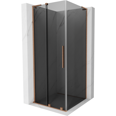 Mexen Velar L cabină de duș glisantă 90 x 90 cm, grafit, cupru periat - 871-090-090-43-65