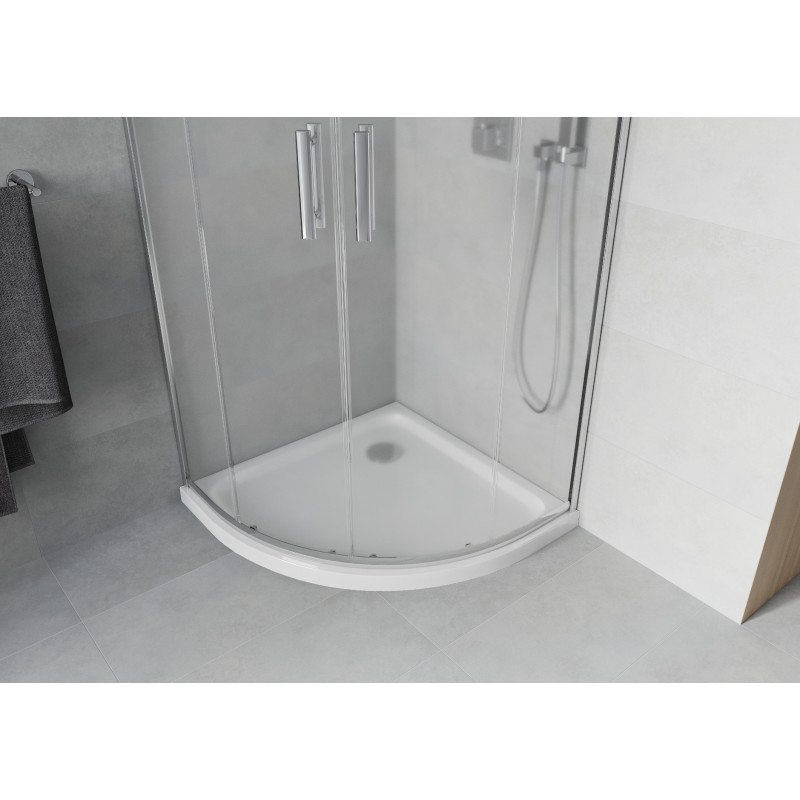 Mexen Rio 90 x 90 cm félköríves zuhanykabin, homályos, króm + Flat tálca, fehér - 863-090-090-01-30-4110