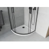 Mexen Rio cabina de duș semicirculară 90 x 90 cm, transparentă, neagră + cadă de duș Flat, albă - 863-090-090-70-00-4110B