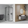 Mexen Rio cabină de duș semicirculară 90 x 90 cm, transparent, negru + cadă de duș Flat, alb - 863-090-090-70-00-4110B