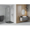 Mexen Rio 80 x 80 cm félköríves zuhanykabin, átlátszó, króm + Flat zuhanytálca, fekete - 863-080-080-01-00-4170