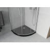 Mexen Rio zuhanykabin félköríves 80 x 80 cm, homályos, króm + Flat zuhanytálca, fekete - 863-080-080-01-30-4170