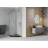 Mexen Rio zuhanykabin félköríves 80 x 80 cm, homályos, króm + Flat zuhanytálca, fekete - 863-080-080-01-30-4170
