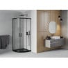 Mexen Rio cabină de duș semirotundă 90 x 90 cm, transparent, negru + cadă Flat, negru - 863-090-090-70-00-4170B