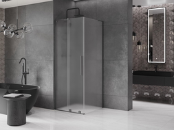 Mexen Velar L cabină duș glisantă 100 x 100 cm, înghețat, gun metal - 871-100-100-33-95