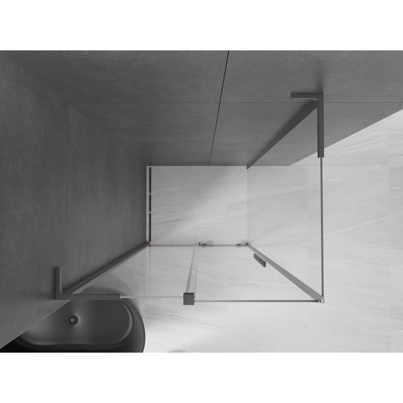 Mexen Velar L 90 x 110 cm-es tolóajtós zuhanykabin, átlátszó, szálcsiszolt pisztoly szürke - 871-090-110-03-66