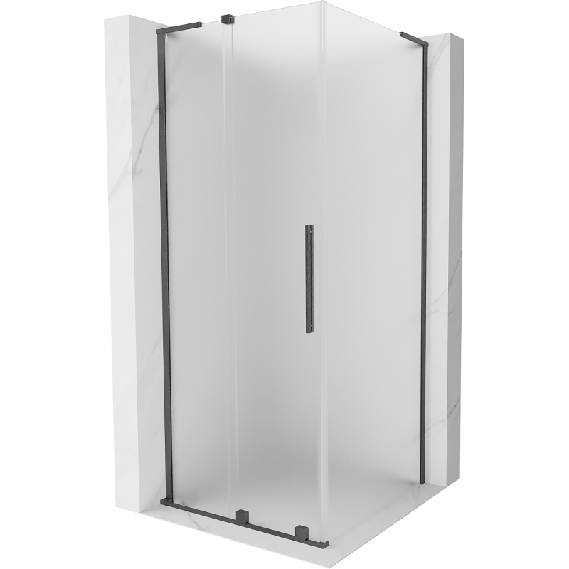 Mexen Velar L tolóajtós zuhanykabin 90 x 90 cm, matt, gun szürke kefélt - 871-090-090-33-66