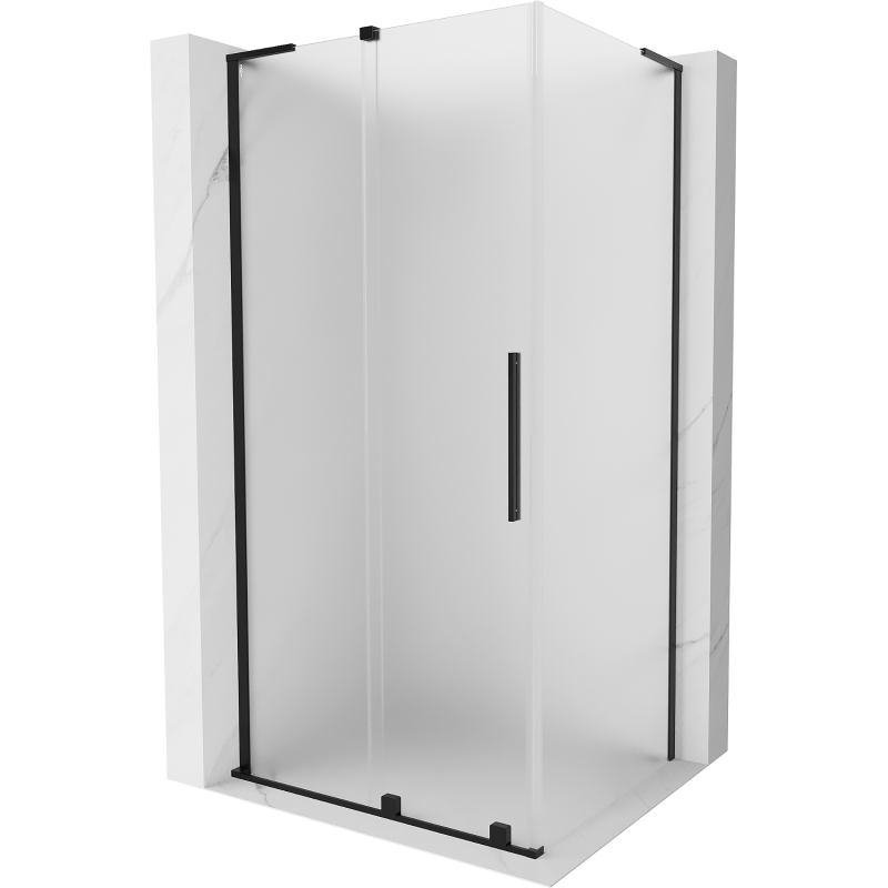 Mexen Velar L cabină de duș glisantă 100 x 80 cm, înghețată, neagră - 871-100-080-33-70
