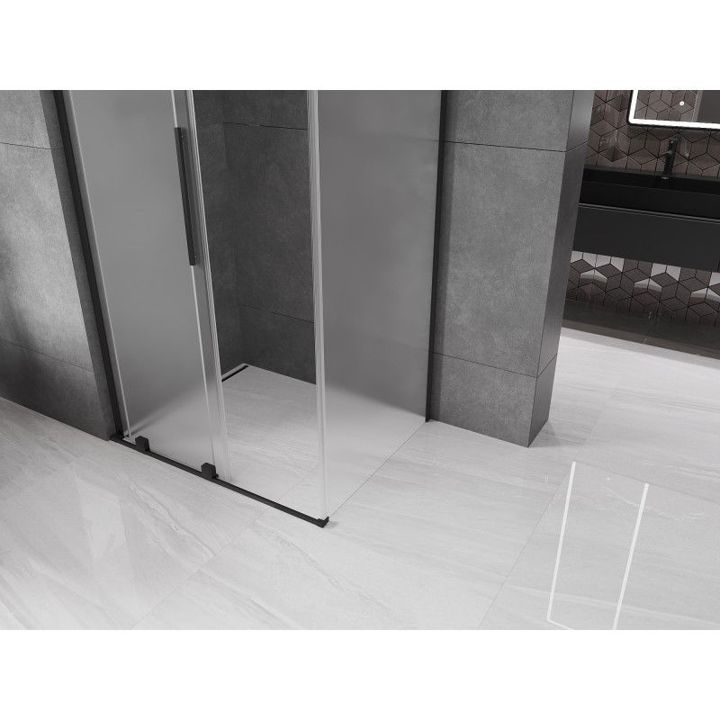 Mexen Velar L cabină de duș glisantă 120 x 75 cm, înghețat, negru - 871-120-075-33-70
