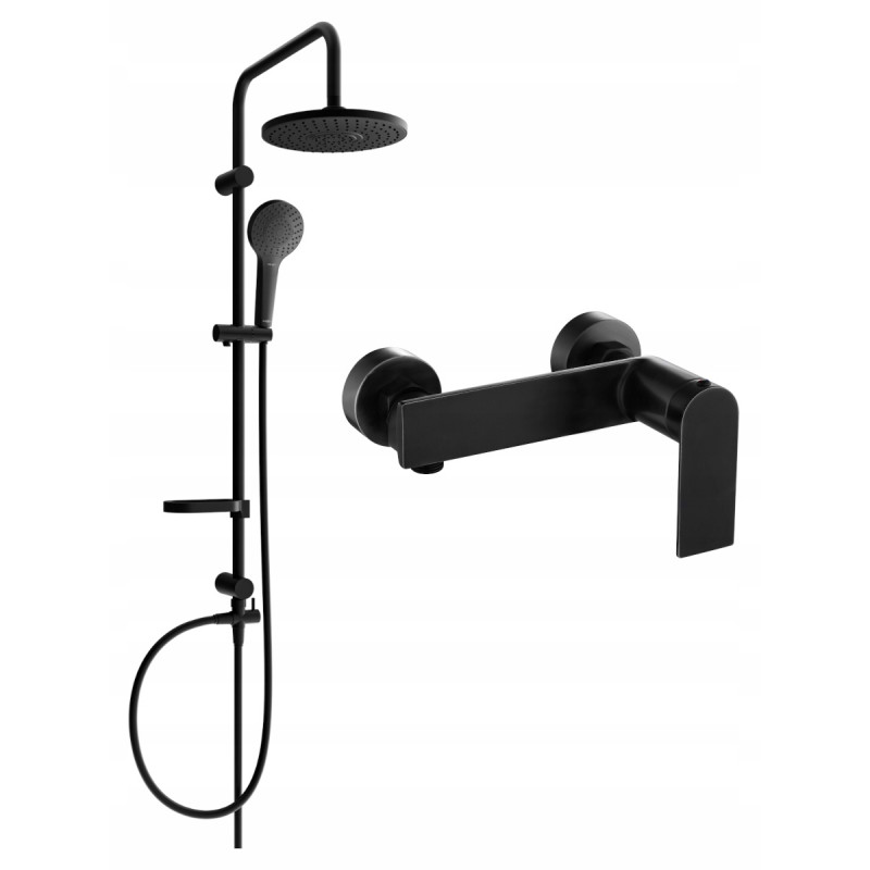 Mexen Zero Set de duș aparent Erik cu pară de duș și baterie de duș, negru - 71140205-70