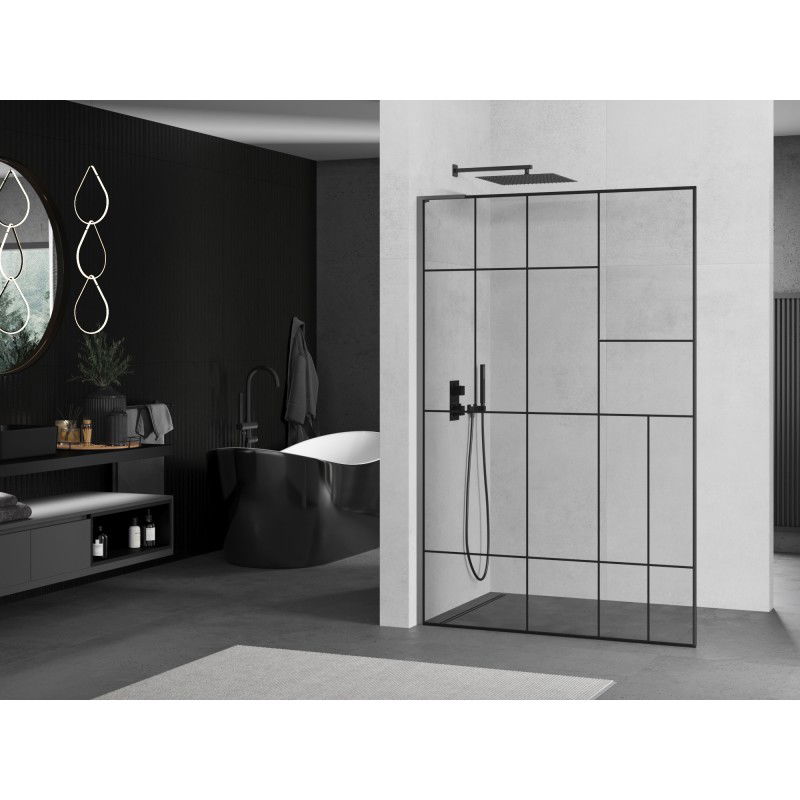 Mexen Kioto L panou de duș Walk-in 110 x 200 cm, model negru, gun metal - 800-110-103-95-78