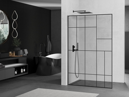 Mexen Kioto L zuhanyfal Walk-in 100 x 200 cm, fekete minta, gun metal - 800-100-103-95-78