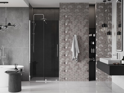 Mexen Velar tolóajtós zuhanykabin 110 cm, grafit, króm - 871-110-000-41-01