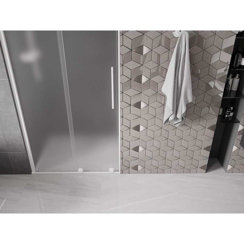 Mexen Velar tolóajtós zuhanyajtó 110 cm, homályos, fehér - 871-110-000-31-20