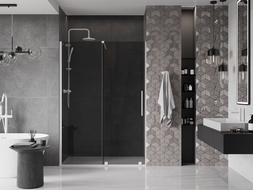 Mexen Velar ușă de duș glisantă 140 cm, grafit, alb - 871-140-000-41-20