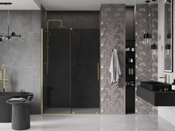 Mexen Velar uși de duș culisante 140 cm, grafit, auriu periat - 871-140-000-41-55