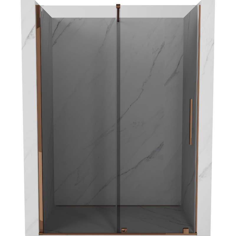 Mexen Velar uși de duș culisante 140 cm, grafit, aur roz - 871-140-000-41-60
