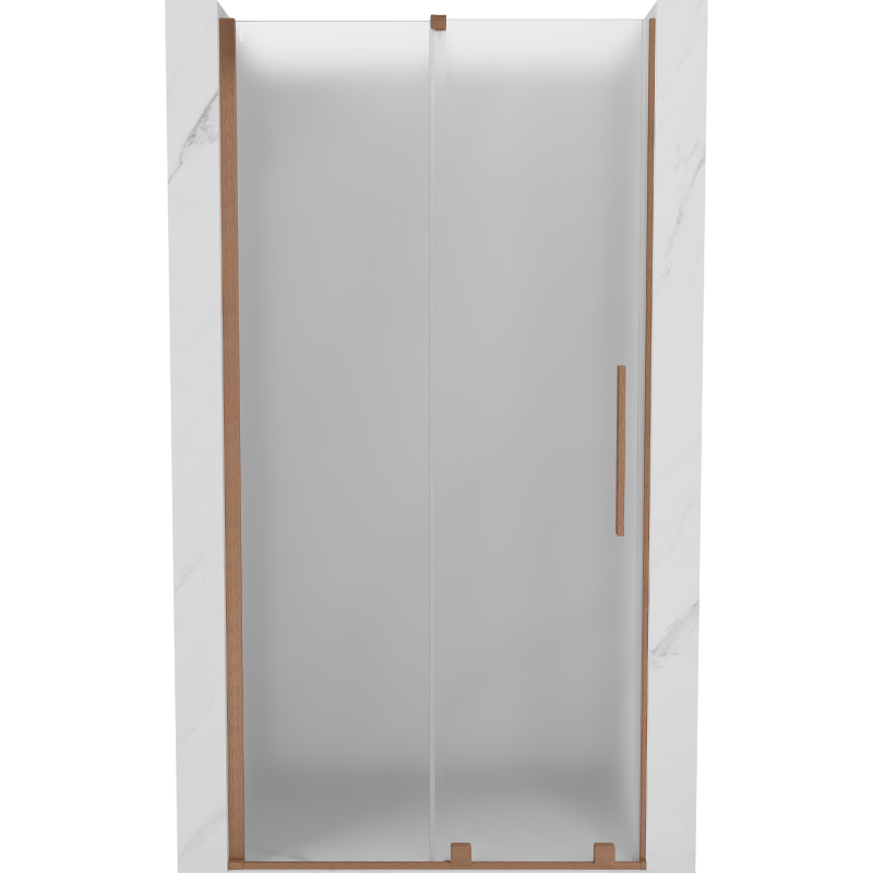 Mexen Velar tolóajtós zuhanyajtó 120 cm, matt üveg, matt réz - 871-120-000-31-65