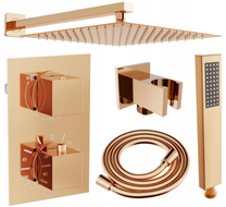 Mexen Cube DR02 set de duș încastrat z pară de tip ploaie 30 cm, Roz-auriu - 77502DR0230-60