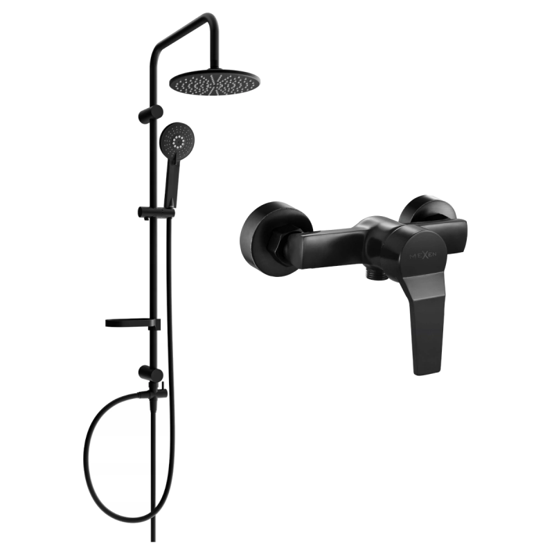Mexen Carl set de duș de suprafață cu duș ploaie și baterie de duș Caro, negru - 746640240-70
